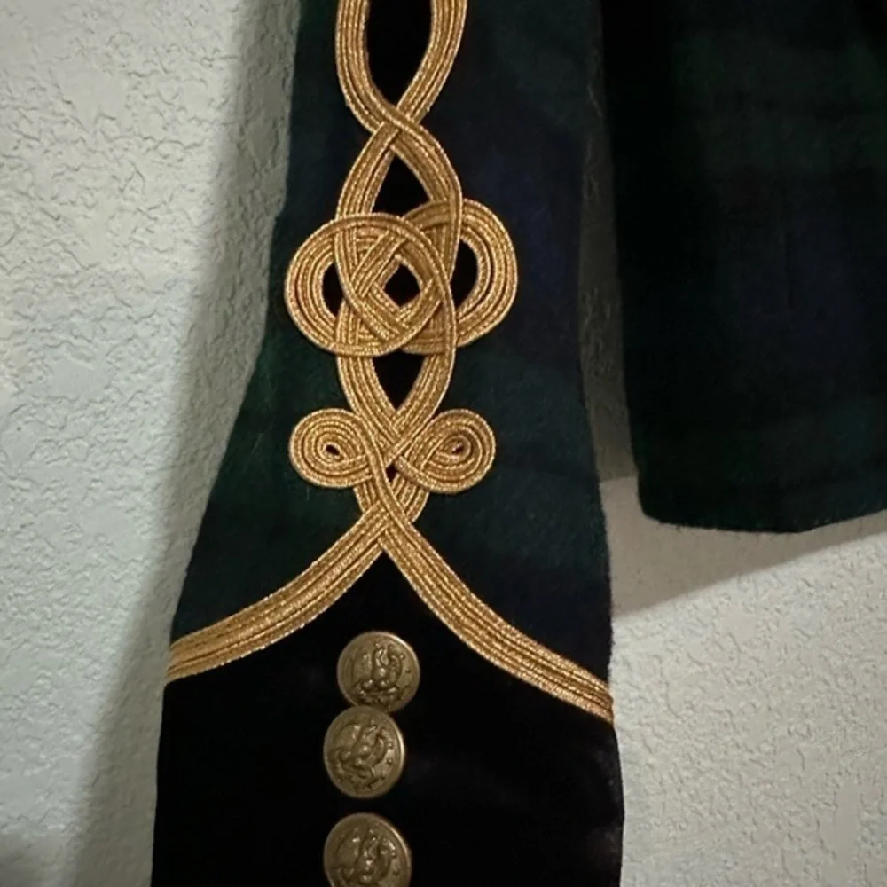 Ralph Lauren Doubled Breasted Tartan Plaid Wool Pea Jacket‎ Sz. 10
